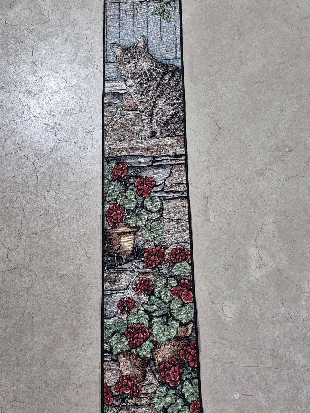 Woven Cat Floral Wall Hanging Tapestry w/ Rod & Tassel